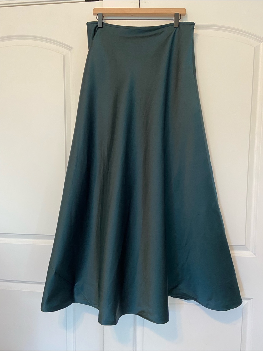 Vtg 90s Y2K Lauren Ralph Lauren Dark Green 100% Silk Maxi Skirt Full A-Line 14